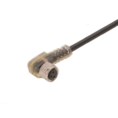 Grados femeninos del cable del conector de la prenda impermeable del perno M8 3 90 con el cable del LED