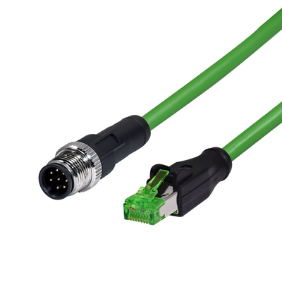 M12 8pin A que cifraba al varón a Ethernet RJ45 moldeó el cable impermeable protegido IP68 del conector