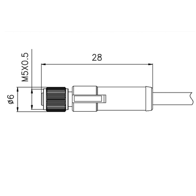 TPU GF IP67 M5 3 Pin Connector Straight To Female moldeó el PVC de los 0.5m