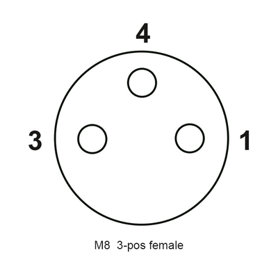 M8 asamblea conectable del Pin 3pin 3p de la hembra 3 alrededor del enchufe recto circular 3P del metal del agujero del conector ip67 M8