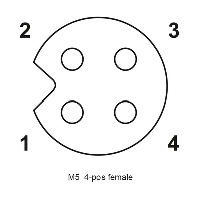 Rectos moldeados impermeabilizan el conector de cable 4P 5P 3P 2P que cifra un conector femenino M5