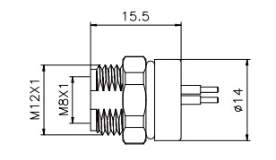 Conector recto impermeable del receptáculo del panel del varón 3pin del conector de Front Mounting M8