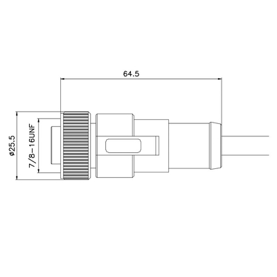 conectores de cable mecánicos de 250V 5P hembra que moldea recta 5 Pin Connector de 7/8 pulgada
