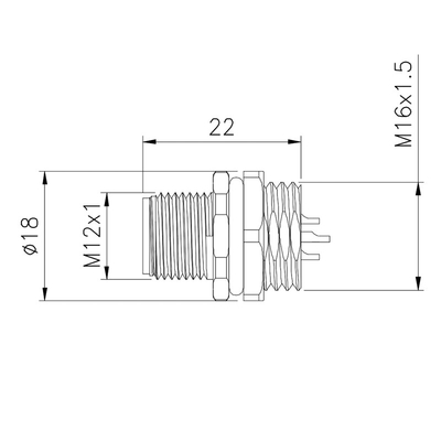 Automatización de fábricas una prenda impermeable del conector M12 4pin del soporte de la soldadura del código
