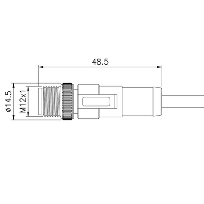 17 varón impermeable del conector de Pin Sensor Cable M12 al varón PA66