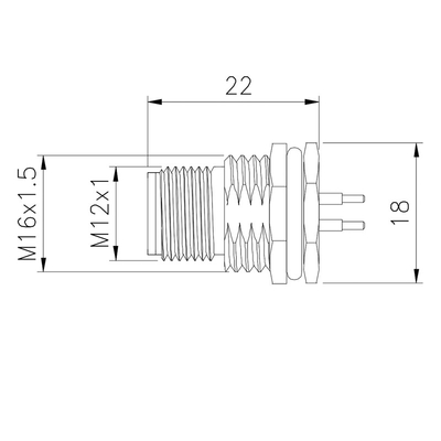 PA recto GF de la asamblea de 250V M12 4 Pin Waterproof Connector Plug Cable