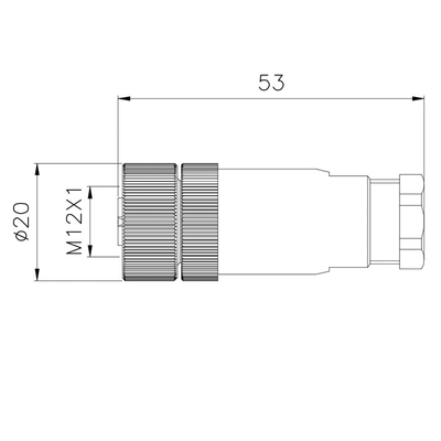 Conector de poder impermeable femenino niquelado de la asamblea M12 IP67 RIGOAL
