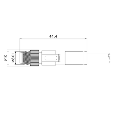 Pin recto masculino moldeado impermeable 8 IP68 del conector de cable de PA66 M8