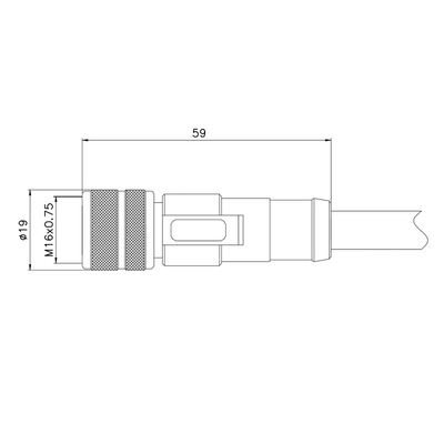 Conector impermeable protegido femenino M16 Rigoal de PA66 GF M16 14 Pin Connector