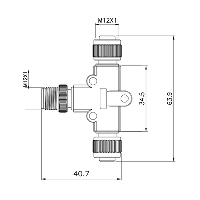 Tipo impermeable 4 Pin del adaptador T del IEC 61076-2-101 TPU GF M12 	PA66