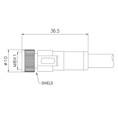 conector impermeable femenino 3p M8 X IP67 Cording con longitud del Pvc del 1m 3M los 5m