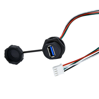 USB3.0 varón impermeable del PVC del conector PA66 del adaptador M12 a la resina de epoxy femenina