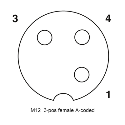 El conector impermeable del alambre eléctrico de CuZn M12 pescó el ángulo TPU de 3 con caña Pin Male To Female Right