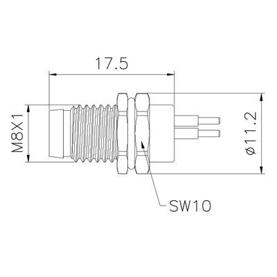 Conector impermeable IP67 3 del zócalo M8 del reborde soporte 250V del PWB de 8 Pin