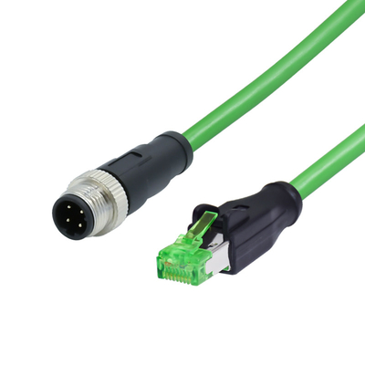 Conector macho impermeable de la D-codificación del cable M12 4P al conector instalable en el campo del enchufe masculino RJ45
