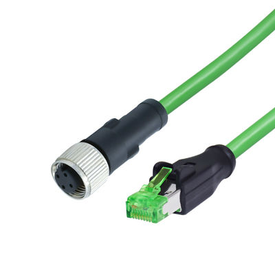 Cable impermeable de 4 pines D codificado M12 a RJ45