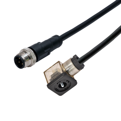 El sensor impermeable de Rigoal telegrafía el conector M12 a un tipo conector de la válvula electromagnética DIN43650A