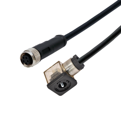 El sensor impermeable de Rigoal telegrafía el conector M12 a un tipo conector de la válvula electromagnética DIN43650A